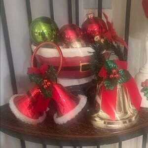 Red and Gold Holiday Bells  Decor Set